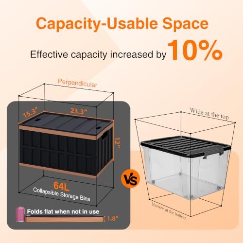 Citylife 64L Collapsible Storage Bins with Lids Plastic Storage Containers for Organizing Stackable Storage BoxLarge Heavy Duty Utility Crates, 4 Packs - Image 6
