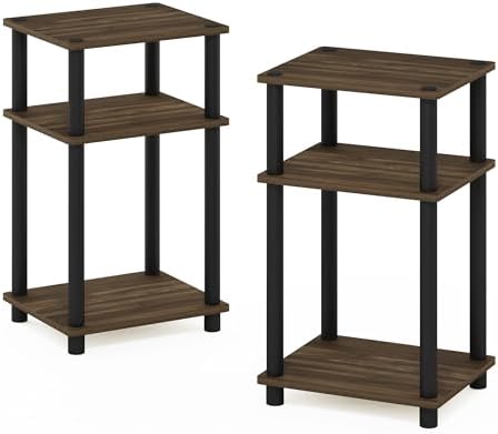 Furinno JUST Set of 2 Toolless 3-Tier Night Stand, Columbia Walnut - Image 6