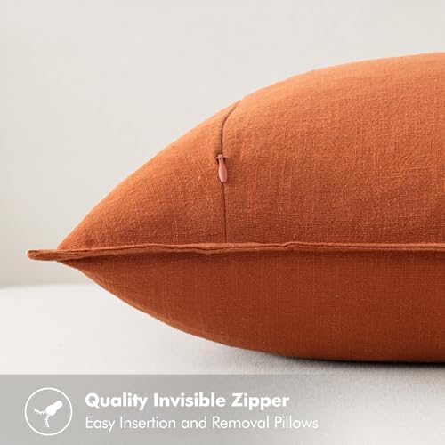MIULEE Decorative Linen Pillow Covers 20x20 Inch Burnt Orange - Image 3