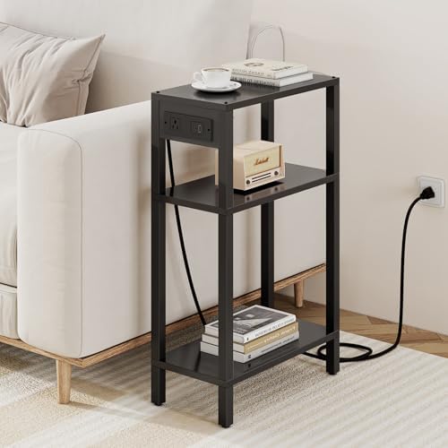 TUTOTAK Narrow Side Table, 3-Tier Small End Table with Charging Station - Image 3