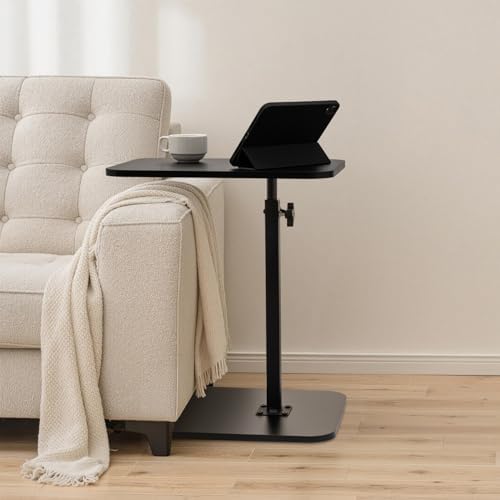 ZEAPTAC Portable TV Tray Table, End Table Adjustable Height 360° Swivel, Side Table for Couch, Sofa, Bed, Chair, Living Room - Black - Image 2