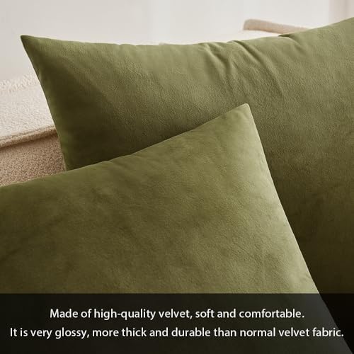 MIULEE 12x20 Inch Lumbar Velvet Throw Pillow Covers Light Olive Green - Image 2