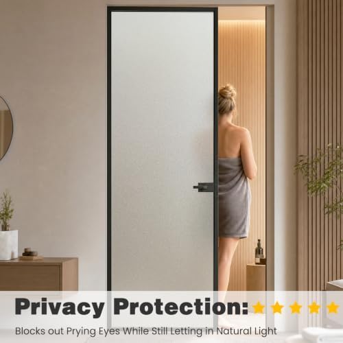 Frosted Glass Window Privacy Film, Static Cling Decorative Cover, Removable Anti-UV Heat Blocking Tint for Home Bathroom Decor 23.6" x118.1 - Image 6