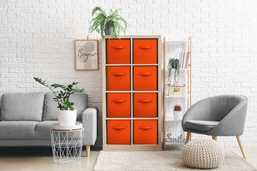 Sorbus Fabric Storage Cubes, 8 Pack, with Handles (11 Inch, Orange) - Image 2
