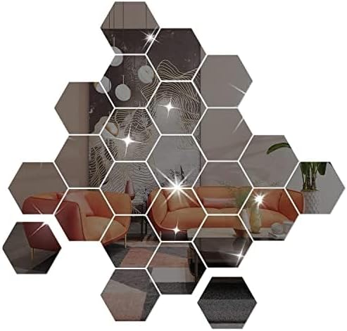DIY Wall Decals Acrylic Mirror Sticker Set 36 Pcs, Hexagon Mirror Wall Stickers for Living Room Bedroom Decor (Black) by NAILDOKI