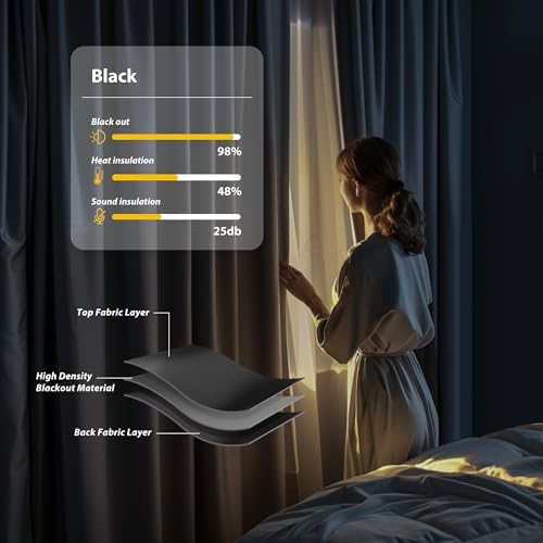 Room Divider Blackout Curtains Flexible Sliding Tracks Sets Ceiling Mounted Rod Window Curtain Privacy Separation for Bedroom Living Rooms,1 Panel Black Drape and Black Track Set-W216xH108 in - Image 5