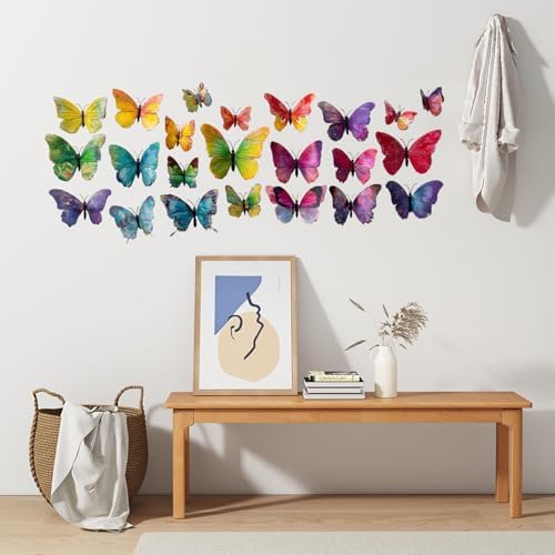 ANNA QUEEN Colorful Butterfly Wall Decals Peel and Stick Rainbow Butterfly Wall Stickers Removable Vinyl Butterfly Wall Decor for Girls Bedroom Nursery Living Room Window Wall Art - Image 7