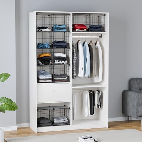 Wire Cube Storage Organizer, 12-Cube Metal Storage Shelves Bookshelf, Stackable Modular Closet Organizer for Bedroom Living Room, Office,Storage Shelves - Image 2