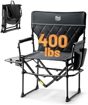 TIMBER RIDGE 400lbs Heavy Duty Camping Chair Portable Directors Chair by TIMBERRIDGE
