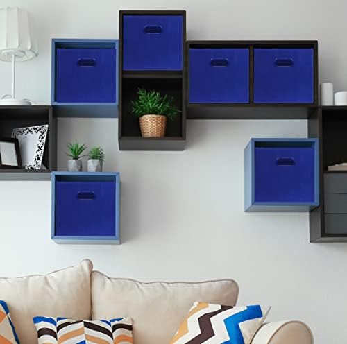 Simple Houseware 11-Inch Foldable Cube Storage Bins with Handles, Dark Blue - Image 2