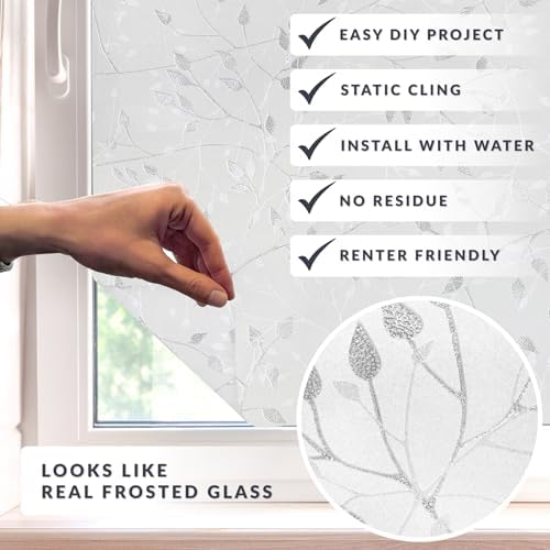 Canopy Window Privacy Film by Artscape - Decorative Privacy Frosted Glass Design, Static Cling, Day and Night Privacy, UV Protection, Easy to Apply and Removable, Made in USA - 36 x 72 Inch - Image 2
