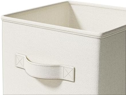LayerSpace 4 Pack Foldable Fabric Closet Storage Bins, 11Inch Organizer Cubes with Handles, Linen Storage Boxes for Clothes, Toys, Books and Home Organization, White& Ivory - Image 6