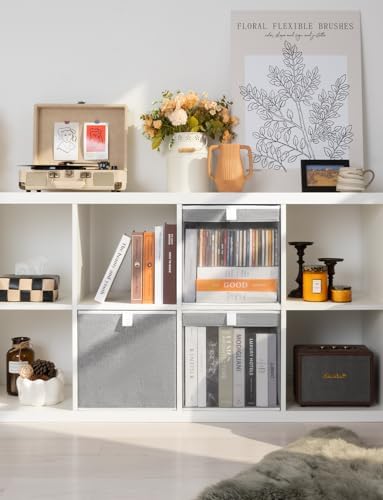 StorageWorks 13x13 Cube Organizer Bins with Clear Window, Gray, 3-Pack - Image 5