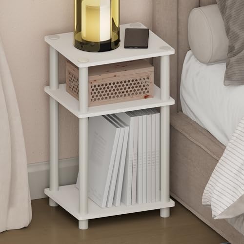Furinno JUST Toolless 3-Tier Night Stand, Open Storage, White by Furinno-FitsYourSpaceFitsYourBudget