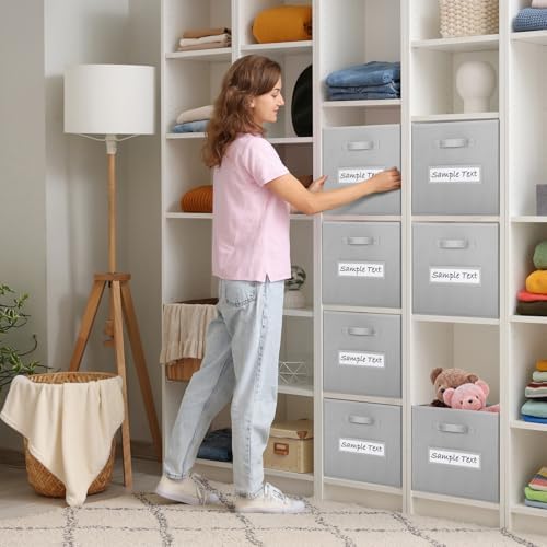 Fabric storage cubes (8 Pack) 13 Inch Cube Storage Bin, cube organizer bins with 8 Labels Window Cards & a Pen, Foldable cube organizer bins and Storage Box, Light Grey - Image 5