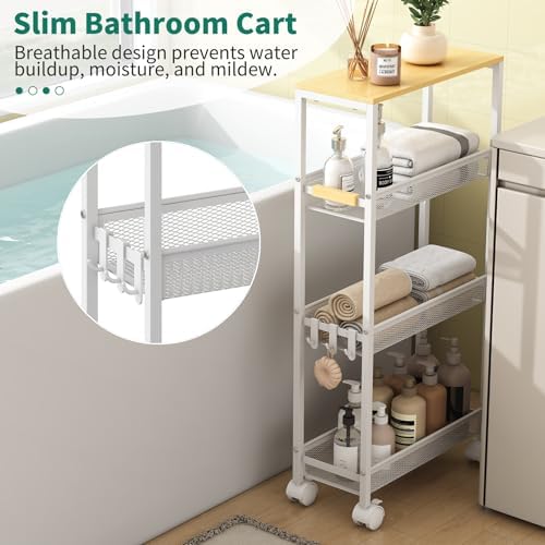 4-Tier Slim Utility Rolling Laundry Cart with Wheels, Easy to Assemble - Image 6