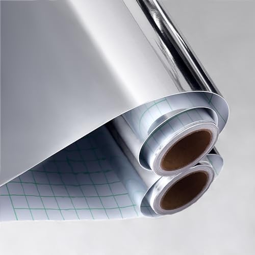 VaryPaper 15.7''x78.7'' Flexible Mirror Stickers Self Adhesive Non Glass Mirror Paper Sheet Mirrored Wall Stickers Reflective Silver Contact Paper Peel and Stick Vinyl Wallpaper for Crafts by VaryPaper