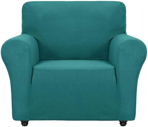 ZNSAYOTX Super Stretch Chair Slipcover Universal Sofa Chair Covers for Living Room Dogs Pet Furniture Protector Spandex Armchair Slipcovers with Anti Slip Foam Sticks (Peacock Teal, Chair) by ZNSAYOTX