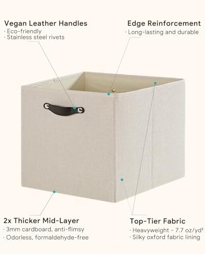 Cube Storage Bins | 11.8"x11.8"x11.8", Beige, 6 Pack - Image 5
