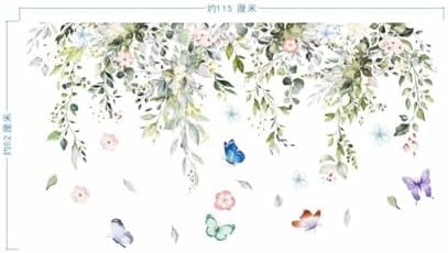 Hanging Green Vine Wall Decals,Succulent Plants Wisteria Floral Flowers Butterflies Birds Wall Stickers, Self-Adhesive Vinyl Removable Living Room Sofa TV Wall Decor - Image 7