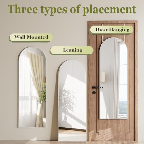 BEAUTYPEAK Arched Full Length Over The Door Mirror 14" x 48",Silver - Image 5