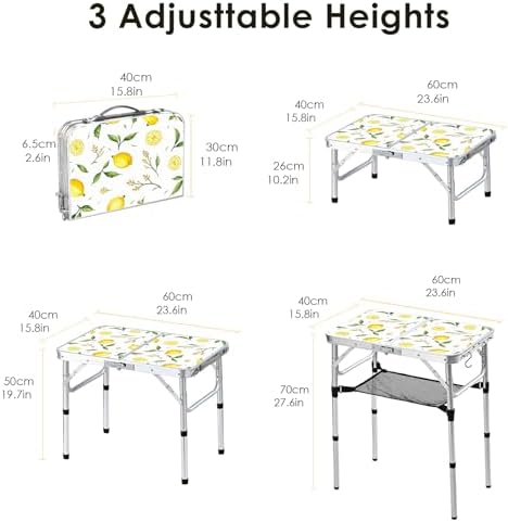 Small Folding Camping Table, 2ft Portable Table, Lemon - Image 3