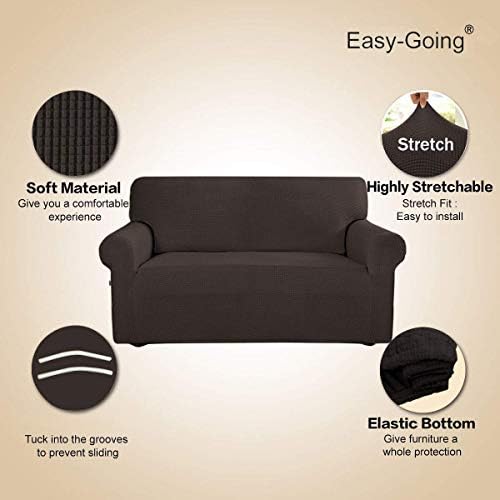 Easy-Going Stretch Loveseat Couch Covers Washable Chocolate - Image 3