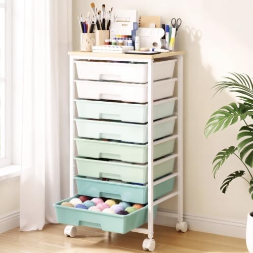 Delamu Rolling Storage Cart with 8 Drawers, Utility Craft Storage Cart by DELAMU