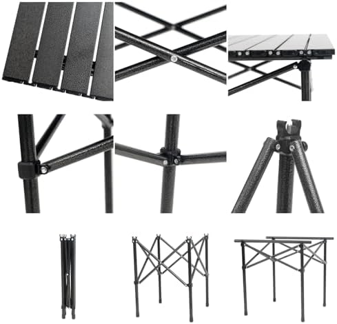 Wind Tour Portable Camping Table Folding Side Table Aluminum Lightweight Table with Carry Bag for Outdoor Cooking Hiking Picnics BBQ Travel (Black) - Image 3