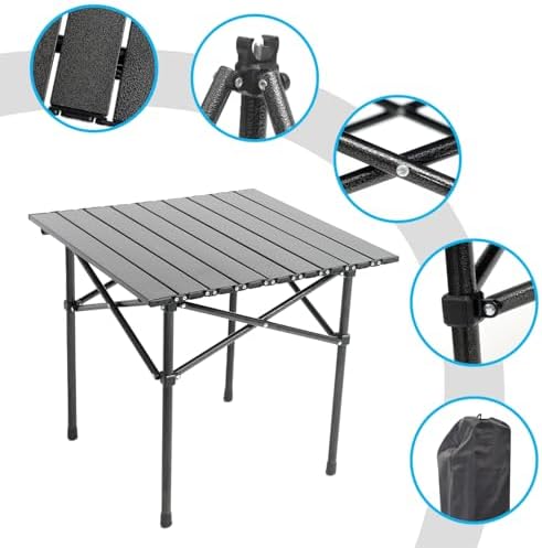 Wind Tour Portable Camping Table Folding Side Table Aluminum Lightweight Table with Carry Bag for Outdoor Cooking Hiking Picnics BBQ Travel (Black) - Image 4
