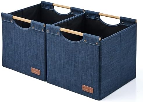 KAKAMAY Fabric Cube Storage Bin, Fits Kallax Shelf 13x15x13 2PK Dark Blue by KAKAMAY