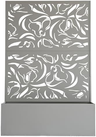 Oakland Living 6 ft. X 4 ft. Grey Freestanding Metal Privacy Screen Room Divider with Flower Box - Image 3