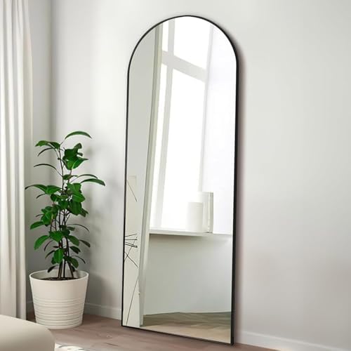 57"x20" Arched Full Length Mirror, Full Floor Mirror with Stand, Large Full Body Mirror, Wall Mirrors for Bedroom Living Room, Aluminum Frame (Black) - Image 2