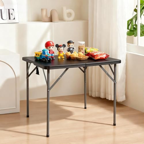 FDW | 34" Folding Table | Black | Portable Plastic Table - Image 2