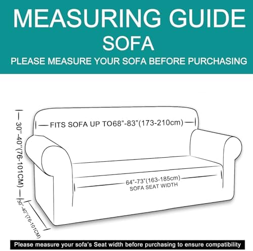 U-NICE HOME Stretch Couch Cover Slipcover for 3 Cushion Sofa, Taupe - Image 6