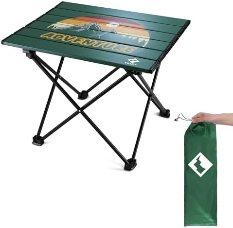 VILLEY Portable Camping Side Table, Ultralight Aluminum Folding Beach Table by VILLEY