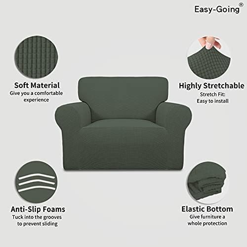 Easy-Going Stretch Oversized Chair Slipcover with Arm Washable Olive Green - Image 3