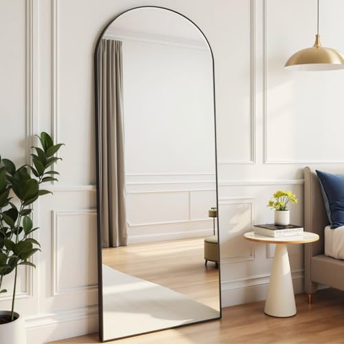 Rowjut Floor Mirror Arched Mirror Full Length 56"X20" Full Length Mirror can be Free Standing or Hanging on the wall Used in Living Room Entrance Hall, Corridor Room Bathroom etc （Black - Image 2