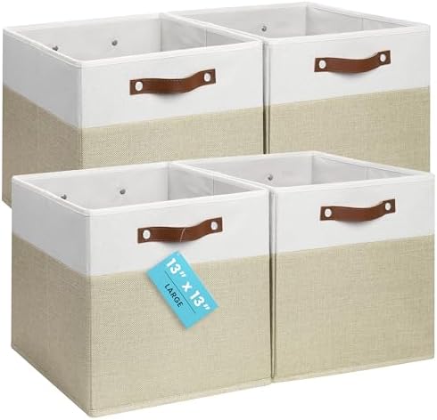 OrganiHaus 13x13 Cube Storage Bins, Set of 4 - Fabric Storage Cubes by OrganiHaus