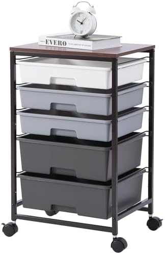 SYKIARIOL Utility Cart with Drawers,5 Drawers Storage Cart,Dark Grey by SYKIARIOL