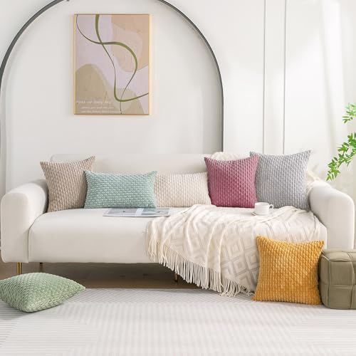 Set of 4 Pink Decorative Throw Pillow Covers 16x16 Inch Corduroy Pillow Covers for Bed Couch Sofa Living Room Soft Square Cushion Cases - Image 2