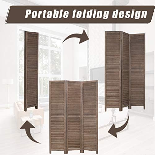 3 Panel Wood Room Divider 4.3 Ft Tall Privacy Wall Divider 67.7" x 16.9" Each Panel Folding Wood Screen for Home Office Bedroom Restaurant （Brown） - Image 5