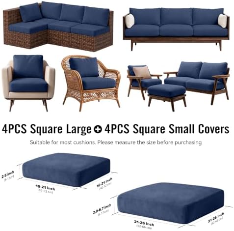 8Pcs Outdoor Cushion Covers, Stretch Patio Furniture Couch Chair Slipcovers - Image 2