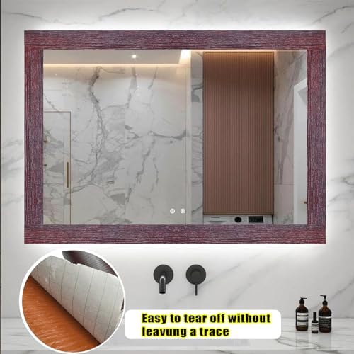 Teemall 10M Wood Grain Removable PVC Waterproof Border Wall Decor Self Adhesive Kitchen Bathroom Tiles Sticker Wallpaper Mirror Frame Sticker (Red) - Image 5