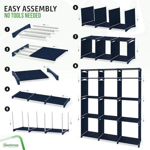 Cube Storage Organizer with Storage Bins Included - The Perfect Closet Organizers and Storage Solution. Includes 12 Storage Cubes, Great For Toy Storage, Closet Storage, Clothes Storage (Navy) - Image 4