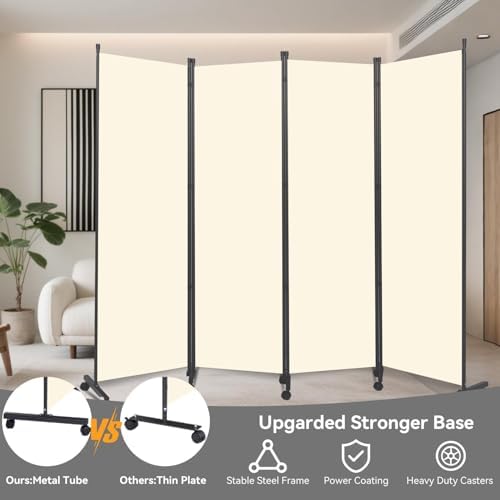 Folding Room Divider W/Wheels,Heavy Duty Base Privacy Screen Separator - Image 2