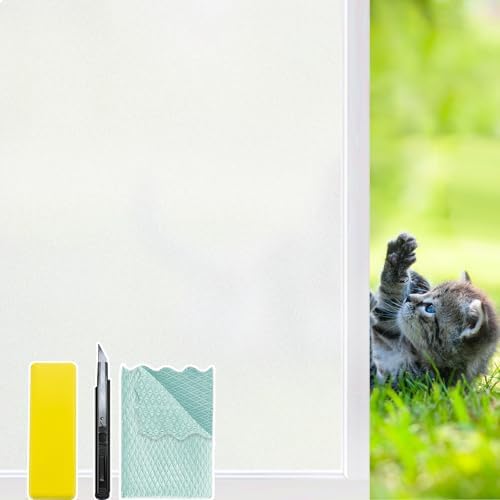 Bloss Frosted Window Privacy Film with Installation Tools,Heat Control UV Blocking Static Cling Windows Films, Bathroom Decorative Film for Home Office Glass Door,35.4 x 78.7 inches by Bloss