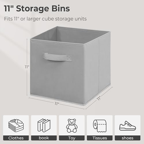 11 Inch Fabric Storage Cubes, Sturdy Foldable Storage Bins, Heavy Duty Cube Organizer for Clothes, Blankets, Shelves, Closets, Bedroom, Living Room, Gray, 10 Pack - Image 2