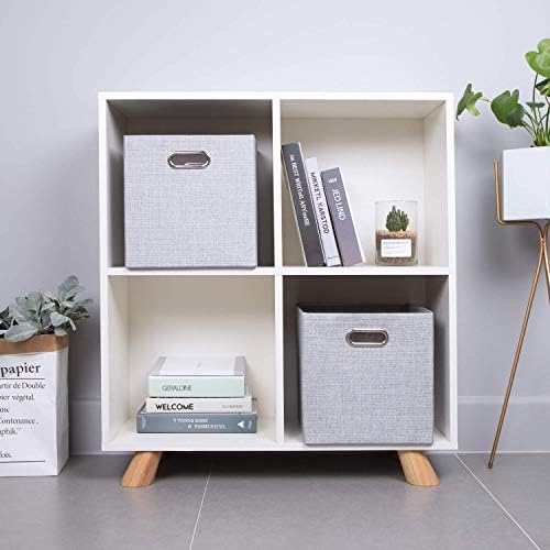 Posprica 11 Inch Cube Storage Bins for Organization, Fabric Storage Cubes Closet Storage Bins for Cube Organizer, Thick and Heavy Duty Storage Baskets for Shelves, 4pcs, Sliver Grey - Image 5