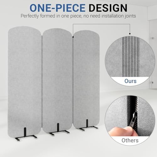 Natwind 3-Panel Portable Room Divider, 73.2'' x 71'' Office Partition,Grey - Image 4